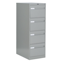 Vertical Filing Cabinet with Recessed Drawer Handles, 4 Drawers, 18.15" W x 26.56" D x 52" H, Grey Pronet Distribution