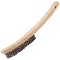 Brosse &agrave; main &agrave; r&eacute;curer &agrave; manche courb&eacute;, Acier inoxydable, 4 x 20 rangs de fils, Longueur 17" Pronet Distribution