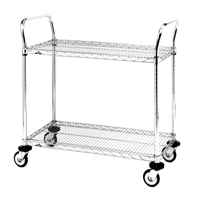 Chariot utilitaire &agrave; usage standard avec tablettes en treillis m&eacute;tallique, Chrom&eacute;, 24" x 39" x 36", Capacit&eacute; 375 lb Pronet Distribution