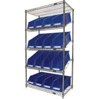 &eacute;tag&egrave;re en treillis m&eacute;tallique &agrave; tablettes inclin&eacute;es avec bacs, Tiers 5, 36" la x 63" h x 18" p Pronet Distribution