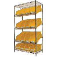 &eacute;tag&egrave;re en treillis m&eacute;tallique &agrave; tablettes inclin&eacute;es avec bacs, Tiers 5, 36" la x 63" h x 18" p Pronet Distribution