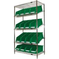 &eacute;tag&egrave;re en treillis m&eacute;tallique &agrave; tablettes inclin&eacute;es avec bacs, Tiers 5, 36" la x 63" h x 18" p Pronet Distribution