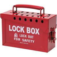 Portable Metal Lock Box, Red Pronet Distribution