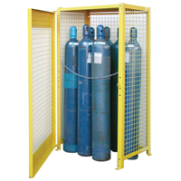 Gas Cylinder Cabinets, 10 Cylinder Capacity, 44" W x 30" D x 74" H, Yellow Pronet Distribution
