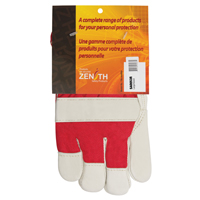 Gants d'ajusteur rouge & blanc doubl&eacute;s pour l'hiver de premi&egrave;re qualit&eacute;, Grand, Paume en Cuir fleur de vache, Doublure en Boa Pronet Distribution