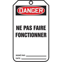 &eacute;tiquettes de verrouillage, Papier cartonn&eacute;, 3-1/8" la x 5-7/8" h, Français Pronet Distribution