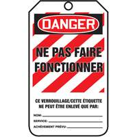 &eacute;tiquettes de verrouillage, Papier cartonn&eacute;, 3-1/8" la x 5-7/8" h, Français Pronet Distribution