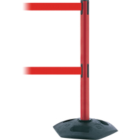 Poteau robuste &agrave; ligne double, Plastique, 38" h, Ruban Rouge, Longueur du ruban 13' Pronet Distribution