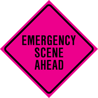 "Emergency Scene Ahead" Roll-Up Traffic Sign, 36" x 36", Vinyl, English Pronet Distribution