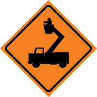 Man in Elevated Bucket Roll-Up Traffic Sign, 29-1/2" x 29-1/2", Vinyl, Pictogram Pronet Distribution