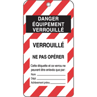 &eacute;tiquettes de verrouillage, Plastique, 3" la x 5-3/4" h, Français Pronet Distribution
