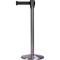 Free-Standing Crowd Control Barrier, Steel, 35" H, Black Tape, 7' Tape Length Pronet Distribution