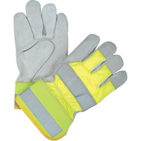 Gants d'ajusteur haute visibilit&eacute; de premi&egrave;re qualit&eacute;, Grand, Paume en Cuir de vache refendu, Doublure en Coton Pronet Distribution