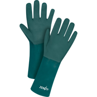 Double Dipped Green Gloves, 14" L, PVC, Cotton Jersey Inner Lining, 70-mil Pronet Distribution