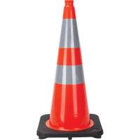 C&ocirc;ne de signalisation, 28", Orange, Bande(s) r&eacute;fl&eacute;chissante(s) 4" & 6" Pronet Distribution