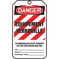&eacute;tiquettes de verrouillage, Papier cartonn&eacute;, 3-3/8" la x 5-7/8" h, Français Pronet Distribution