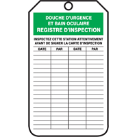 &eacute;tiquettes de s&eacute;curit&eacute; d'inspection et de contr&ocirc;le de l'&eacute;tat de l'&eacute;quipement, Plastique, 3-1/8" la x 5-7/8" h, Français Pronet Distribution