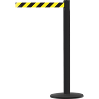 Montant pour syst&egrave;me Advance TensaBarrier, Acier, 36" h, Ruban Noir/Jaune, Longueur du ruban 7,5' Pronet Distribution