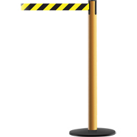 Montant pour syst&egrave;me Advance TensaBarrier, Acier, 36" h, Ruban Noir/Jaune, Longueur du ruban 7,5' Pronet Distribution