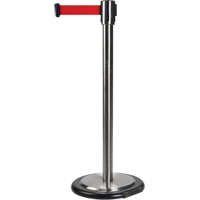 Free-Standing Crowd Control Barrier, Steel, 35" H, Red Tape, 12' Tape Length Pronet Distribution