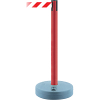 Montant ext&eacute;rieur pour barri&egrave;re TensaBarrier, Plastique, 37" h, Ruban Blanc/Rouge, Longueur du ruban 13' Pronet Distribution