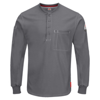 Excel FR&reg; Long Sleeve Henley Shirts, Small, Grey Pronet Distribution