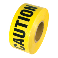 Reinforced Grade Barricade Tape, English, 3" W x 500' L, 5 mils, Black on Yellow Pronet Distribution