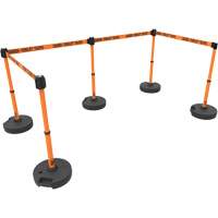 PLUS Barrier Post Set X5, Plastic, 42" H, Orange Tape, 15' Tape Length Pronet Distribution