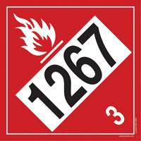 Plaque-&eacute;tiquette TMD 1267 pour liquide inflammable p&eacute;trole brut, Vinyle adh&eacute;sif Pronet Distribution