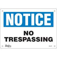 "No Trespassing" Sign, 7" x 10", Aluminum, English Pronet Distribution
