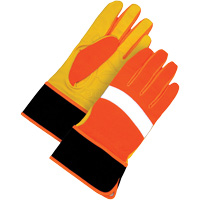 High Visibility Gloves, Size Large, Grain Leather Palm Pronet Distribution