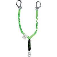 Miller&reg; StretchStop&reg; Shock-Absorbing Lanyard, 6', Scaffold Hook Center, Locking Snap Hook Leg Ends, Polyester Pronet Distribution