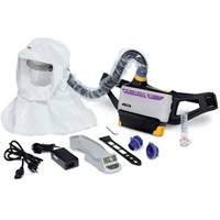Ensemble respirateur d&eacute;puration dair propuls&eacute; facile &agrave; nettoyer Versaflo, Cagoule ample & visi&egrave;re, Pile Lithium-ion Pronet Distribution