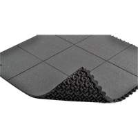 Cushion-Ease&reg; Interlocking Anti-Fatigue Mat, Pebbled, 3' x 3' x 3/4", Black, Natural Rubber Pronet Distribution