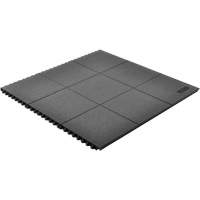 Cushion-Ease&reg; Interlocking Anti-Fatigue Mat, Pebbled, 3' x 3' x 3/4", Black, Natural Rubber Pronet Distribution