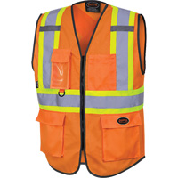 6958 Zipper Front Safety Vest, High Visibility Orange, Small, Polyester Pronet Distribution