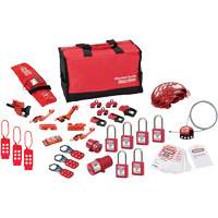 Trousse de cadenassage avec cadenas en thermoplastique de qualit&eacute; sup&eacute;rieure Zenex, Ensemble &eacute;lectrique/Vanne, 34 composants compris Pronet Distribution