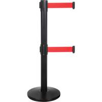 Dual Belt Crowd Control Barrier, Steel, 35" H, Red Tape, 7' Tape Length Pronet Distribution