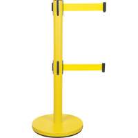 Dual Belt Crowd Control Barrier, Steel, 35" H, Yellow Tape, 7' Tape Length Pronet Distribution