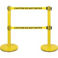 Dual Belt Crowd Control Barrier, Steel, 35" H, Yellow Tape, 7' Tape Length Pronet Distribution