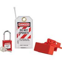 Dispositif de cadenassage pour connecteurs dalimentation de chariot &eacute;l&eacute;vateur BatteryBlock avec cadenas de s&eacute;curit&eacute; en nylon, Ensemble &eacute;lectrique, 3 composants compris Pronet Distribution