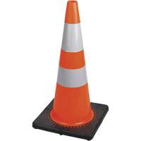 183 C&ocirc;ne de s&eacute;curit&eacute; flexible de premi&egrave;re qualit&eacute;, 28", Orange, Bande(s) r&eacute;fl&eacute;chissante(s) 4" & 6" Pronet Distribution