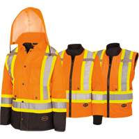 5020BBW Women's  7-in-1 Waterproof Jacket with Hood, Polyester/Polyurethane, High Visibility Orange, X-Small Pronet Distribution