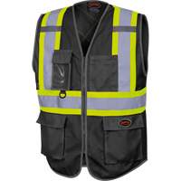 6959BK Tricot High-Visibility Safety Vest with Zipper Closure, Black, X-Small, Polyester Pronet Distribution