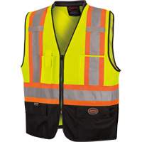 6895 High-Visibility Zip Front Bi-Colour Safety Vest, Black/High Visibility Lime-Yellow, 2X-Large/3X-Large, Polyester Pronet Distribution