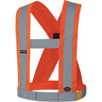 5491 Bretelles ajustables de s&eacute;curit&eacute; haute visibilit&eacute; de 4" de largeur, R&eacute;pond ou surpasse la norme CSA Z96 classe 2 - niveau 2, Orange haute visibilit&eacute;, Couleur r&eacute;fl&eacute;chissante Argent, Taille unique Pronet Distribution