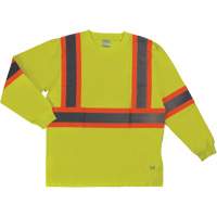 Long Sleeve Safety T-Shirt, Cotton, X-Small, High Visibility Lime-Yellow Pronet Distribution