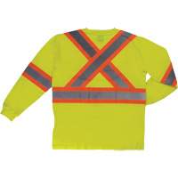 Long Sleeve Safety T-Shirt, Cotton, X-Small, High Visibility Lime-Yellow Pronet Distribution