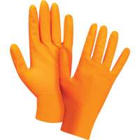 Gants d'examen de poids lourd &agrave; prise tactile, Petit, Nitrile, 8 mils, Sans poudre, Orange Pronet Distribution