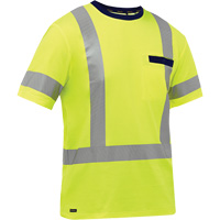 Bisley&reg; X-Back Short Sleeve Shirt, Poly-Cotton, Small, High Visibility Lime-Yellow Pronet Distribution